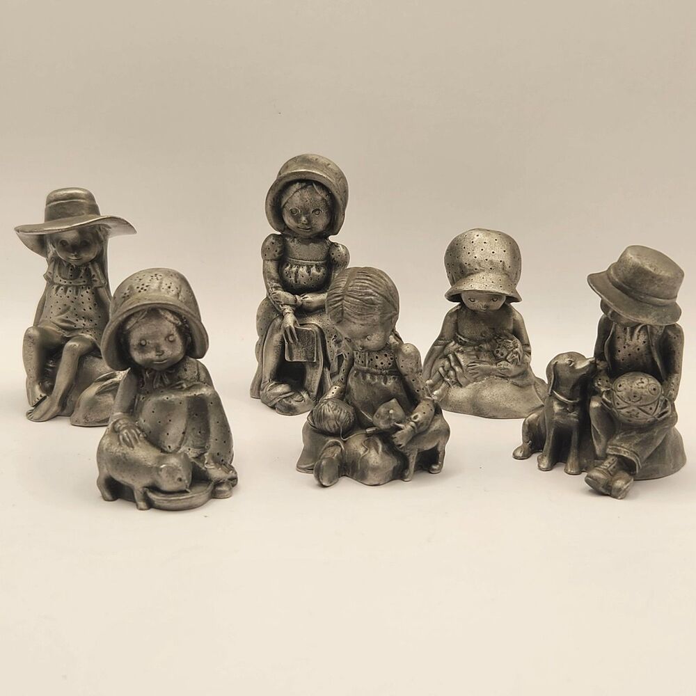 Vintage Lot Of 6 Holly Hobbie Limited Edition Pewter Figurines